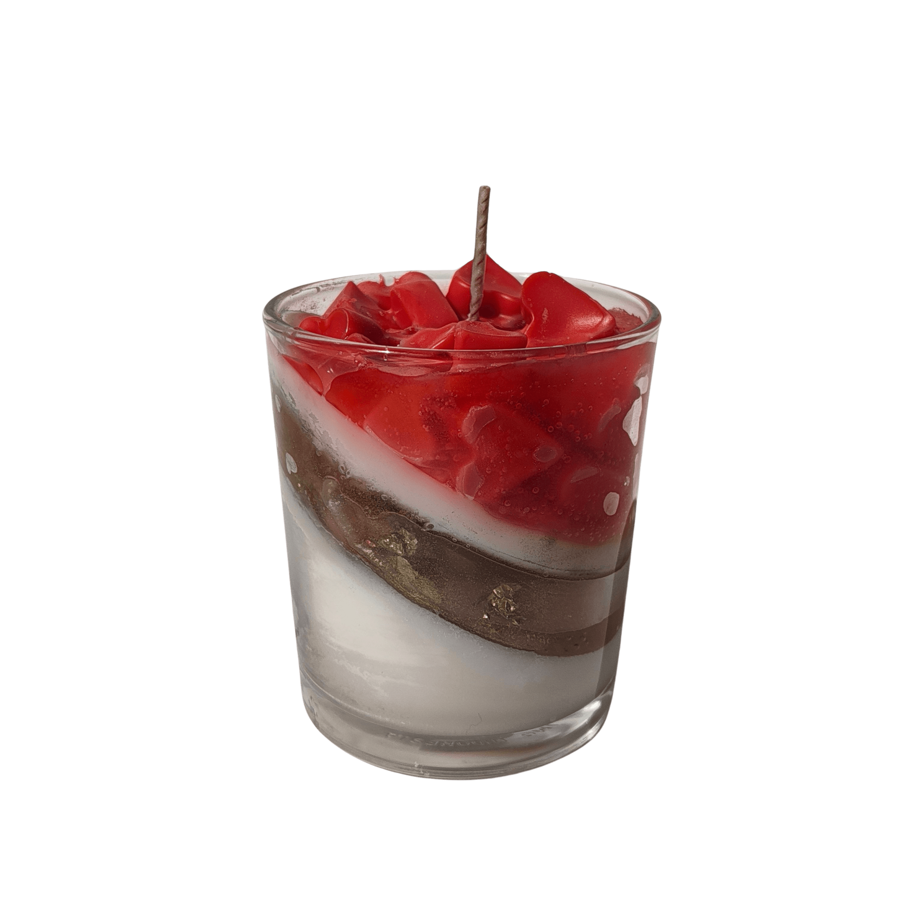 Heart candle with gold lining isolated